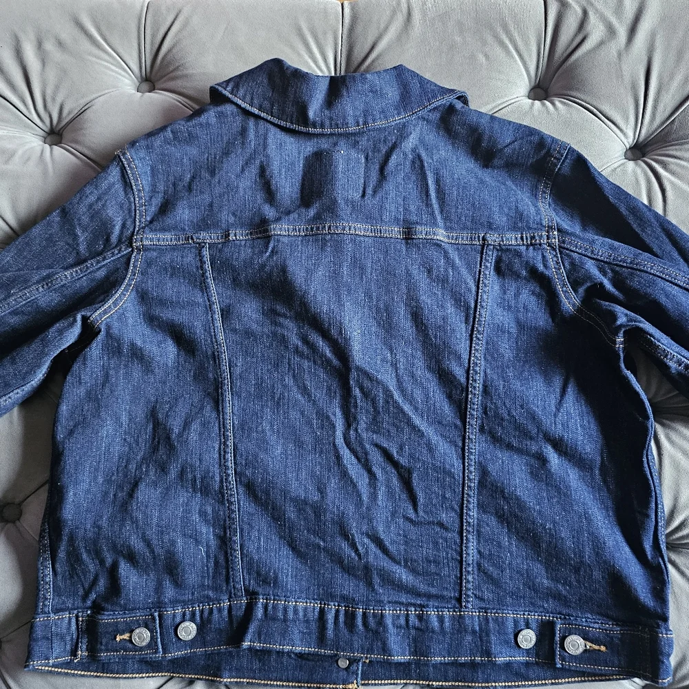 Levi's Original Trucker Denim Jacket Even Rinse Dark Blue Wash Sz 1X - Picture 5 of 7
